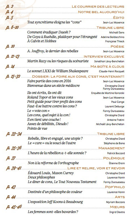 Sommaire de rebelles(s) Magazine n°3